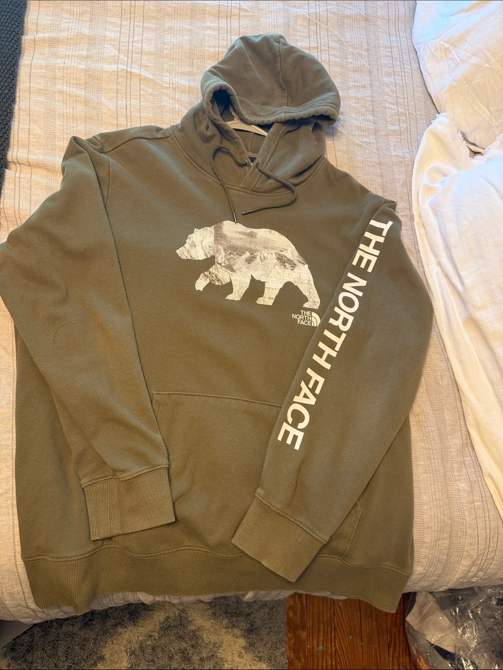The North Face Olive Green Bear Graphic Hoodie